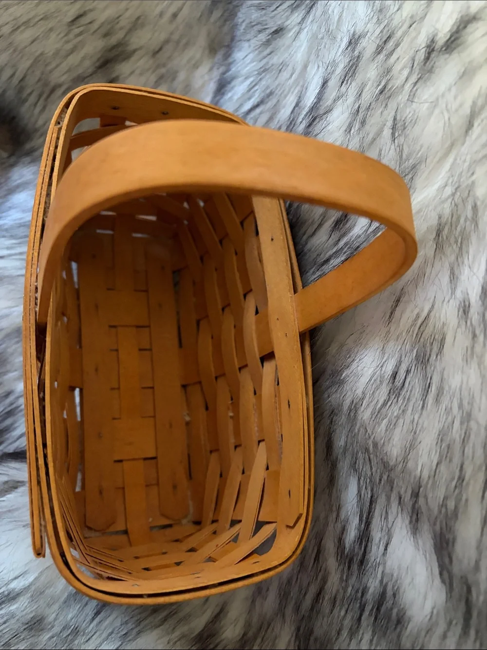 Longaberger Orange Handwoven Picnic Basket with Single Top Handle